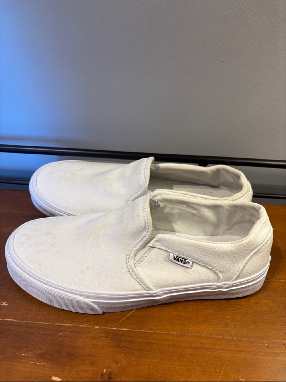 Vans Asher White Canvas Slip On Sneakers - Picture 3 of 7